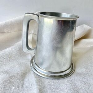 English Towel Pewter Tankard Beer Mug Made in England- Glass Bottom Vintage